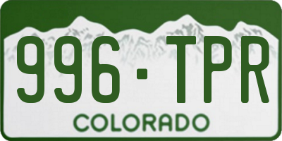 CO license plate 996TPR