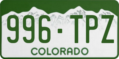 CO license plate 996TPZ