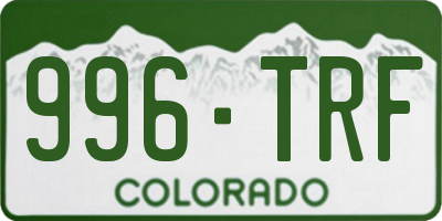 CO license plate 996TRF
