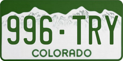 CO license plate 996TRY