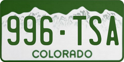 CO license plate 996TSA