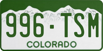 CO license plate 996TSM