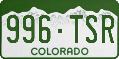 CO license plate 996TSR