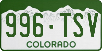 CO license plate 996TSV