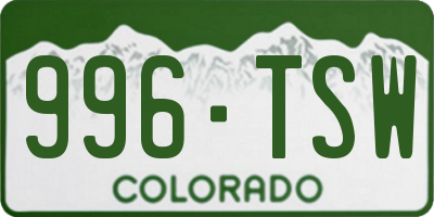 CO license plate 996TSW