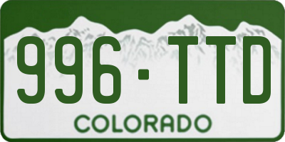 CO license plate 996TTD