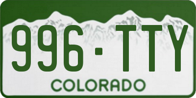 CO license plate 996TTY