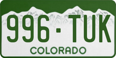 CO license plate 996TUK