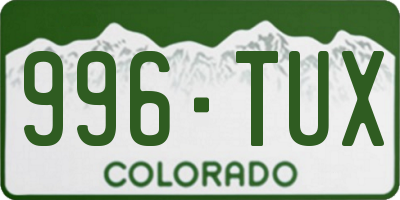 CO license plate 996TUX