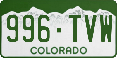 CO license plate 996TVW