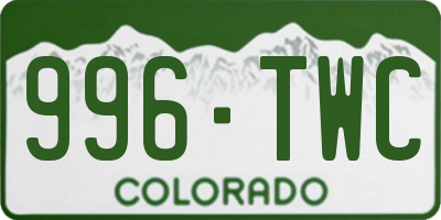 CO license plate 996TWC