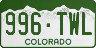 CO license plate 996TWL