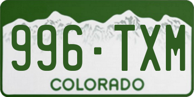CO license plate 996TXM