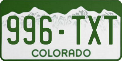 CO license plate 996TXT