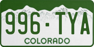 CO license plate 996TYA