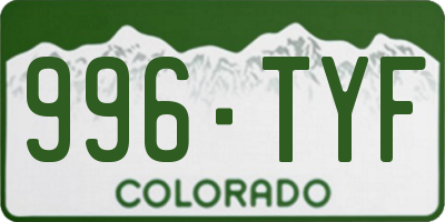 CO license plate 996TYF