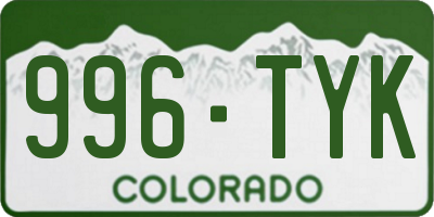 CO license plate 996TYK