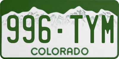 CO license plate 996TYM