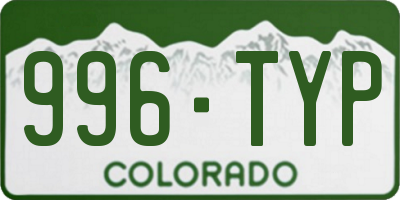 CO license plate 996TYP
