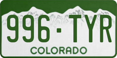 CO license plate 996TYR