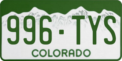 CO license plate 996TYS
