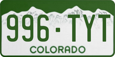 CO license plate 996TYT