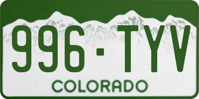 CO license plate 996TYV