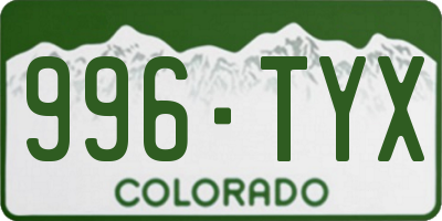CO license plate 996TYX