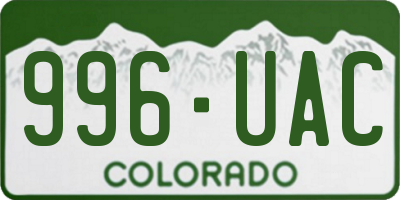 CO license plate 996UAC