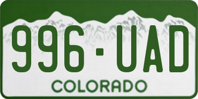 CO license plate 996UAD