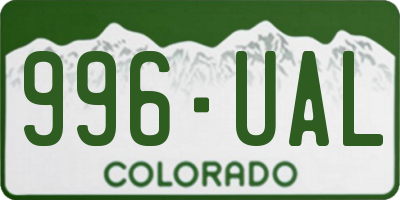 CO license plate 996UAL