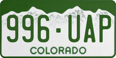 CO license plate 996UAP