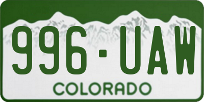 CO license plate 996UAW