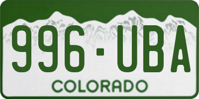CO license plate 996UBA