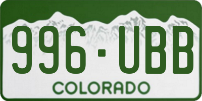 CO license plate 996UBB