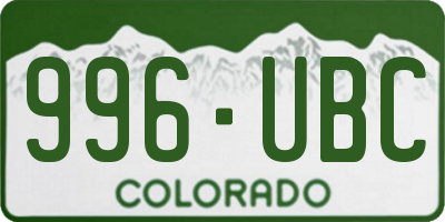CO license plate 996UBC
