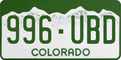 CO license plate 996UBD