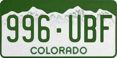 CO license plate 996UBF