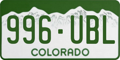 CO license plate 996UBL