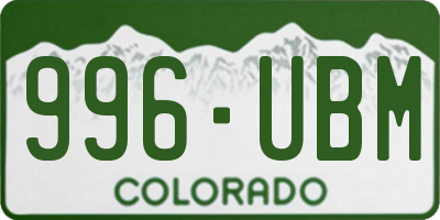 CO license plate 996UBM