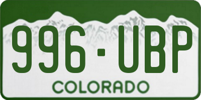 CO license plate 996UBP