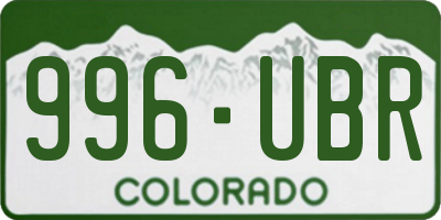 CO license plate 996UBR