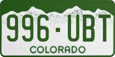 CO license plate 996UBT