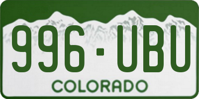 CO license plate 996UBU