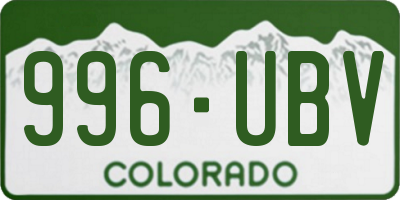 CO license plate 996UBV