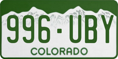 CO license plate 996UBY