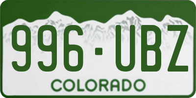 CO license plate 996UBZ