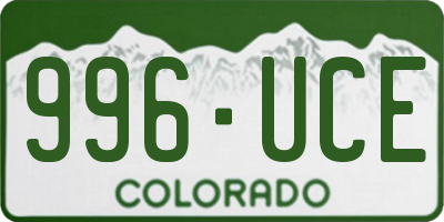 CO license plate 996UCE