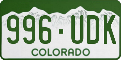 CO license plate 996UDK