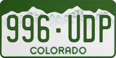 CO license plate 996UDP